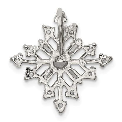 Sterling Silver Rhodium-Plated Cz Snowflake Slide