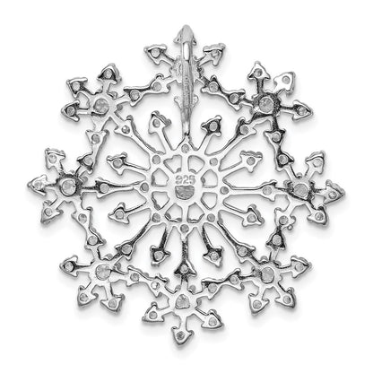 Sterling Silver Rhodium-Plated Cz Starburst Snowflake Slide