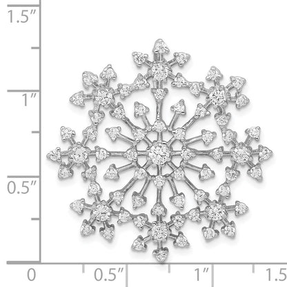 Sterling Silver Rhodium-Plated Cz Starburst Snowflake Slide