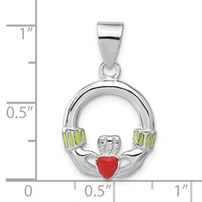 Sterling Silver Enameled Claddagh Pendant