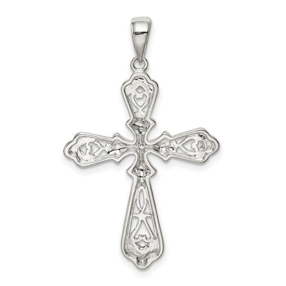 Sterling Silver Vermeil Cz Cross Pendant