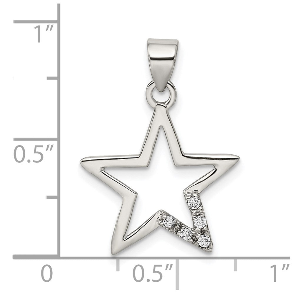 Sterling Silver Rhodium-Plated Cz Star Pendant