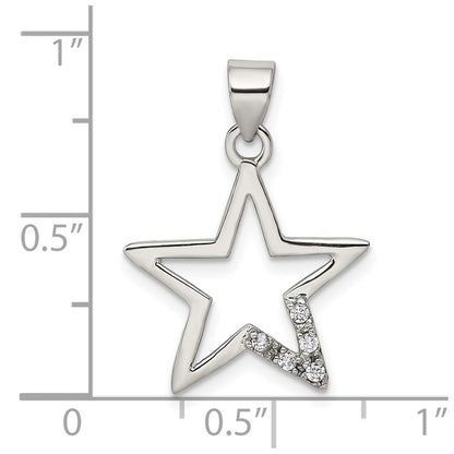Sterling Silver Rhodium-Plated Cz Star Pendant