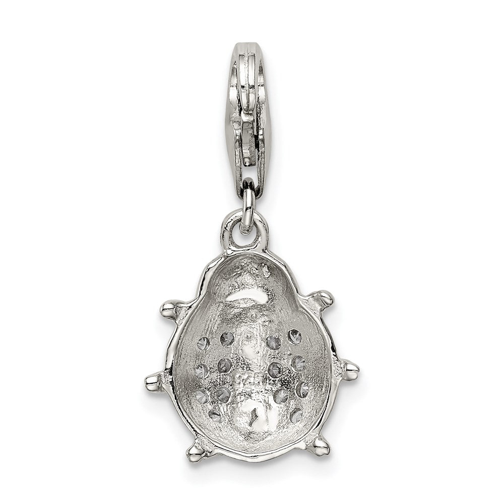 Sterling Silver Rhodium-Plated Cz Lady Bug Charm