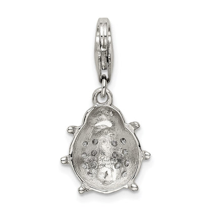 Sterling Silver Rhodium-Plated Cz Lady Bug Charm