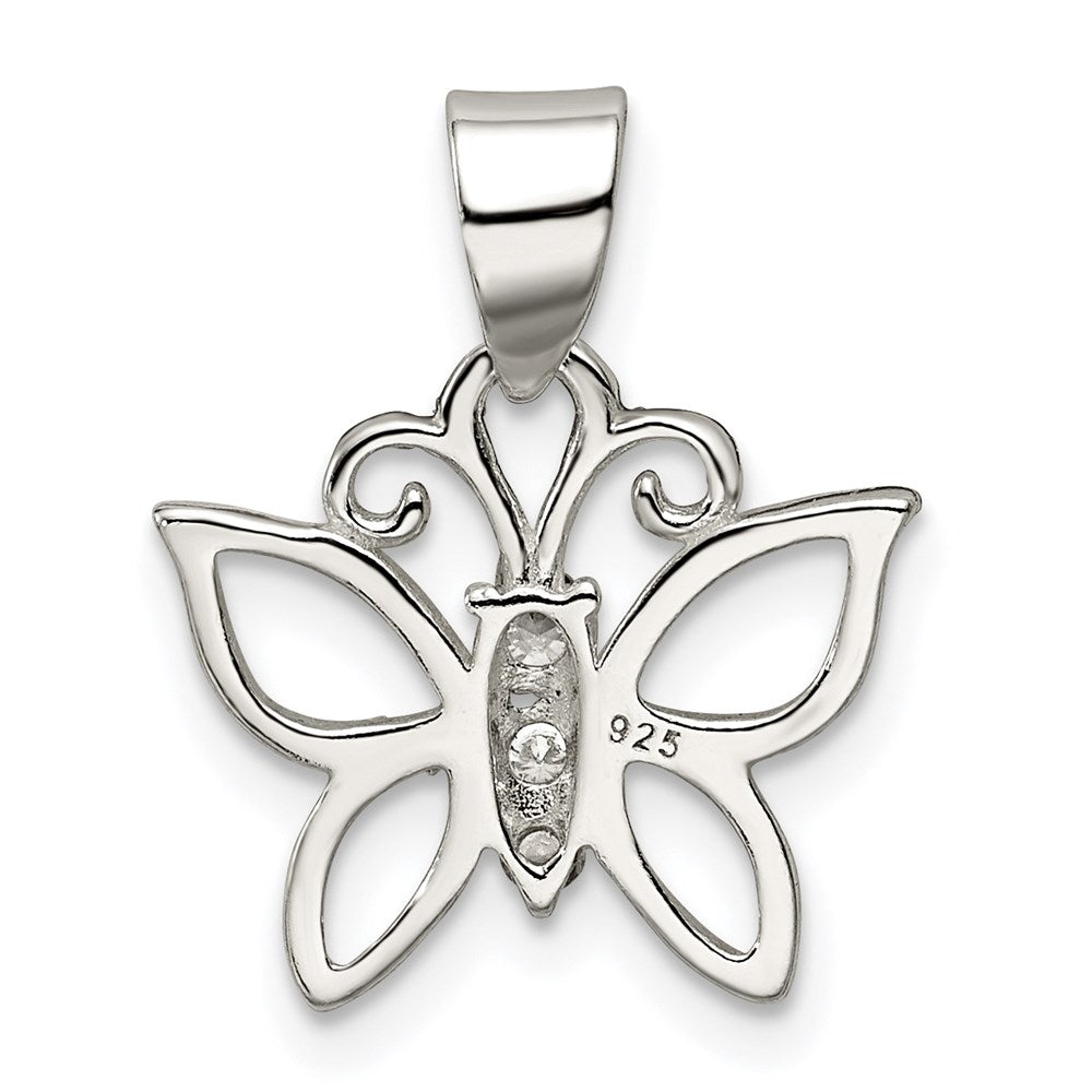 Sterling Silver Cz Butterfly Pendant