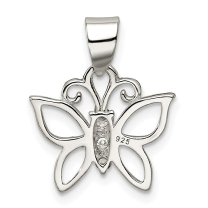 Sterling Silver Cz Butterfly Pendant