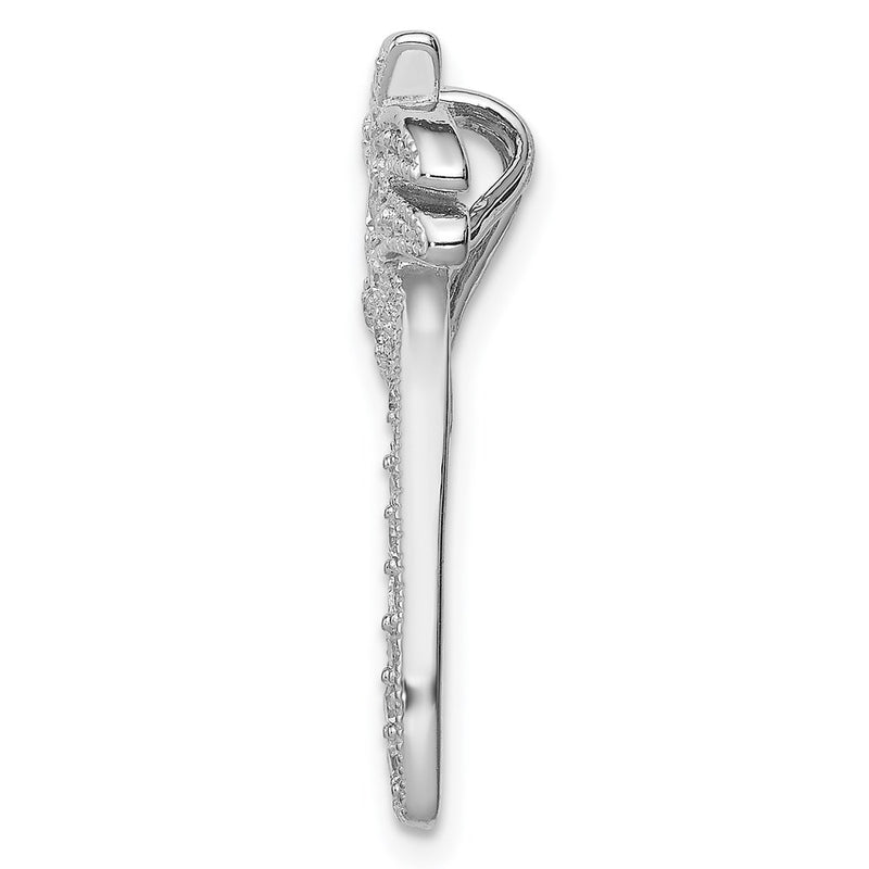 Sterling Silver Rhodium-Plated Cz Palm Tree Chain Slide