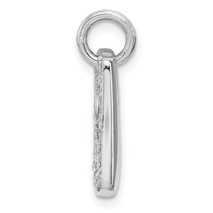 Sterling Silver Rhodium Plated Cz Peace Dove Charm