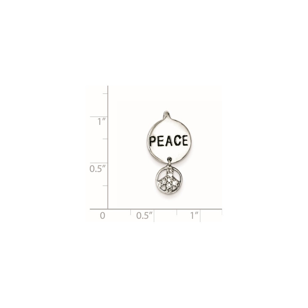 Sterling Silver Peace Sign Cz Pendant