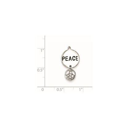 Sterling Silver Peace Sign Cz Pendant