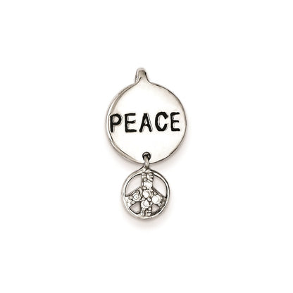 Sterling Silver Peace Sign Cz Pendant