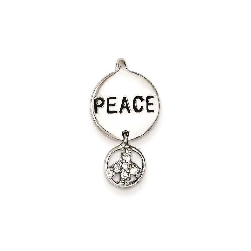 Sterling Silver Peace Sign Cz Pendant