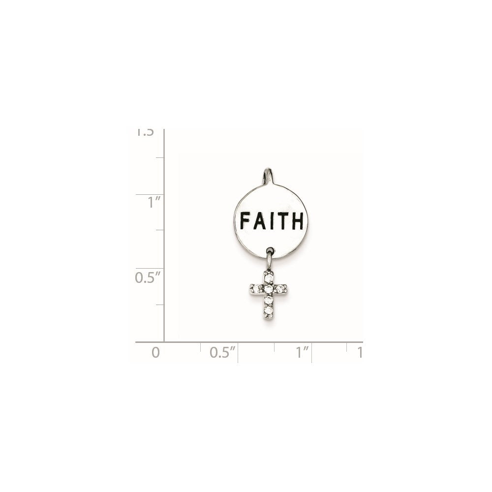 Sterling Silver Rhdoium Plated Faith Cz Cross Pendant