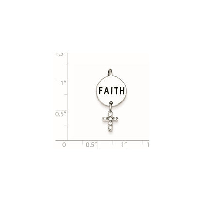 Sterling Silver Rhdoium Plated Faith Cz Cross Pendant