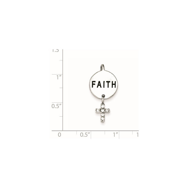 Sterling Silver Rhdoium Plated Faith Cz Cross Pendant
