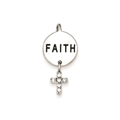 Sterling Silver Rhdoium Plated Faith Cz Cross Pendant