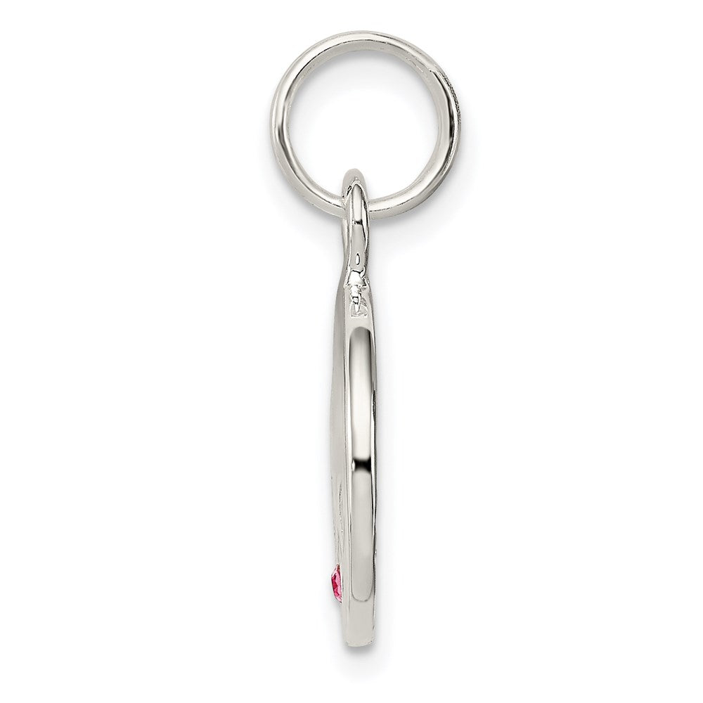 Sterling Silver Hope W/Pink Cz Disc Charm