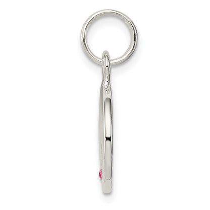 Sterling Silver Hope W/Pink Cz Disc Charm