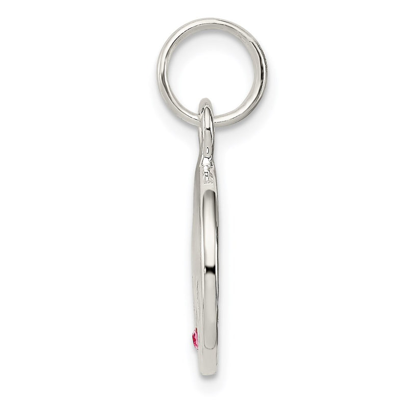 Sterling Silver Hope W/Pink Cz Disc Charm