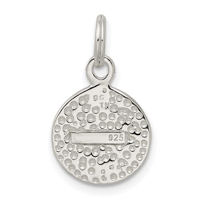 Sterling Silver Hope W/Pink Cz Disc Charm