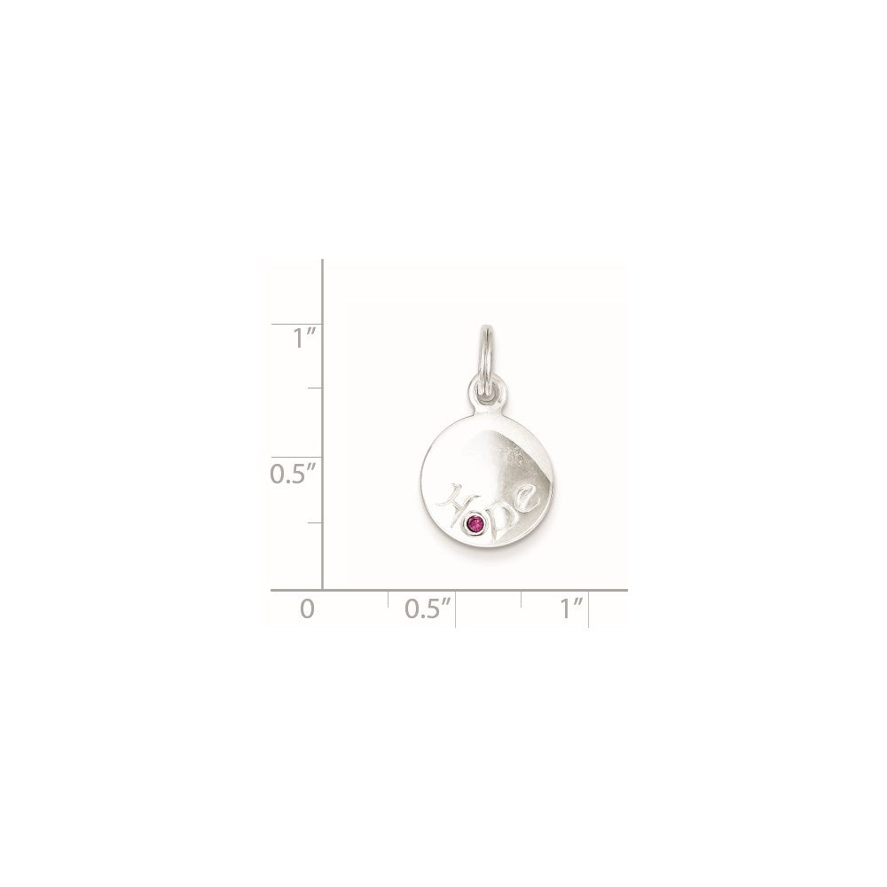 Sterling Silver Hope W/Pink Cz Disc Charm