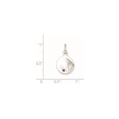 Sterling Silver Hope W/Pink Cz Disc Charm