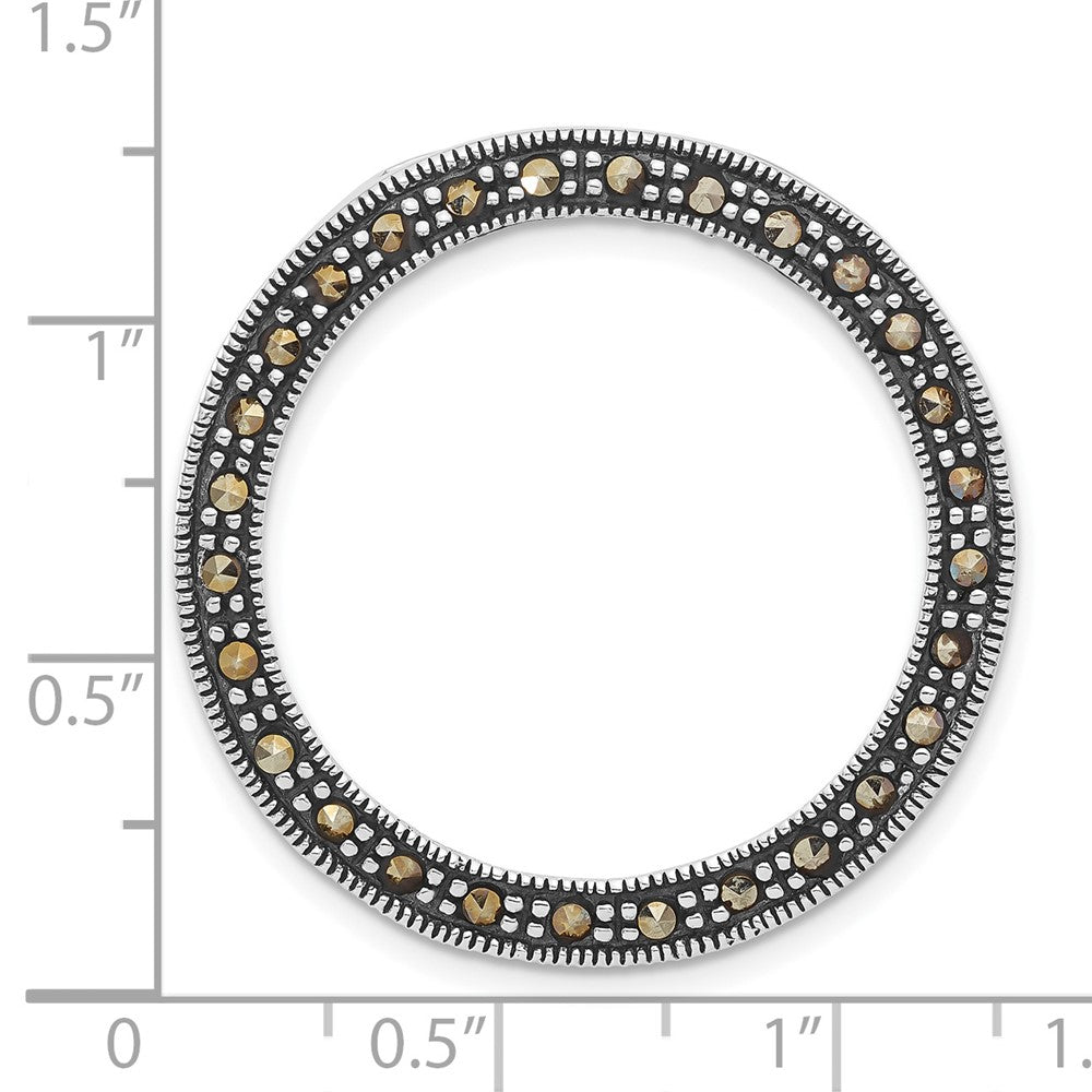 Sterling Silver Antiqued Marcasite Circle Slide