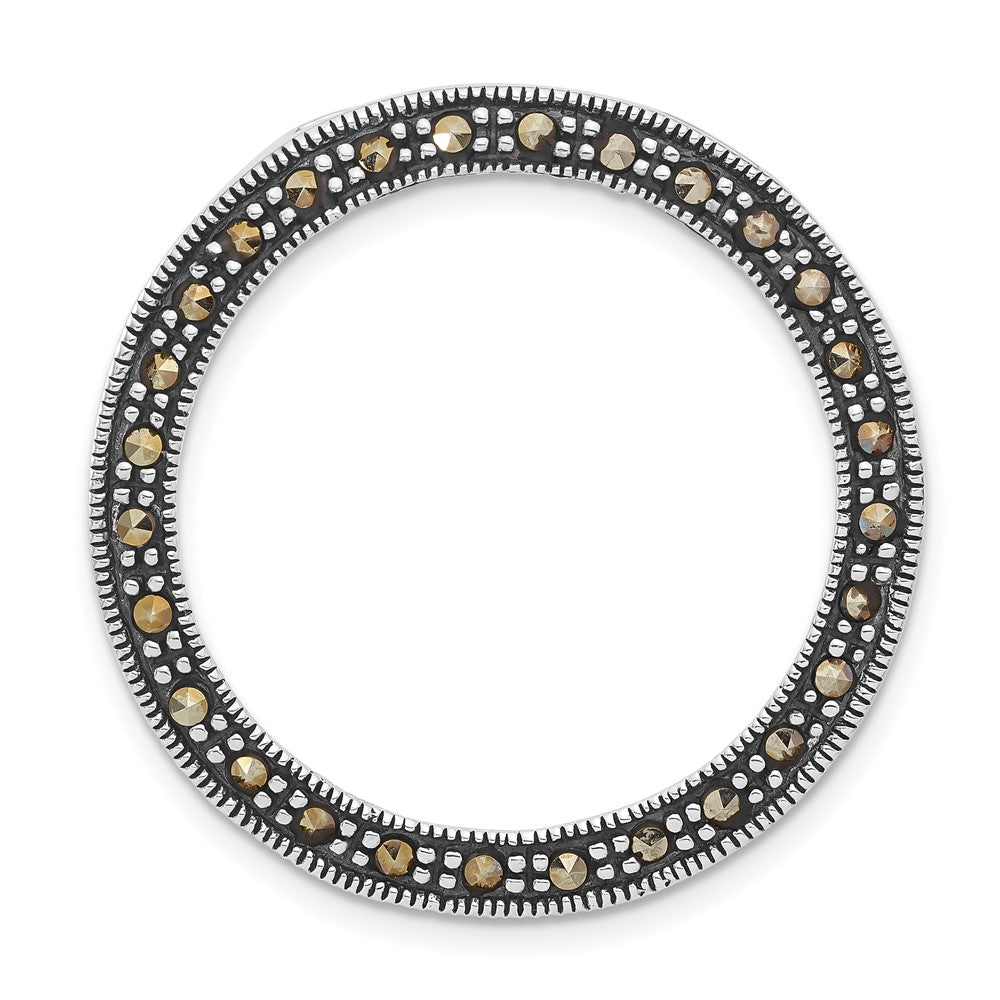 Sterling Silver Antiqued Marcasite Circle Slide