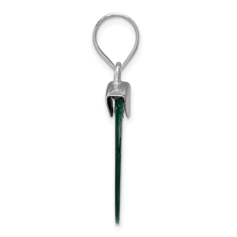 Sterling Silver Rhodium-Plated Round Abalone Pendant