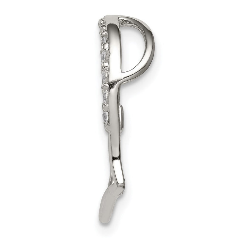 Sterling Silver Rhodium-Plated Cz Heart Pendant