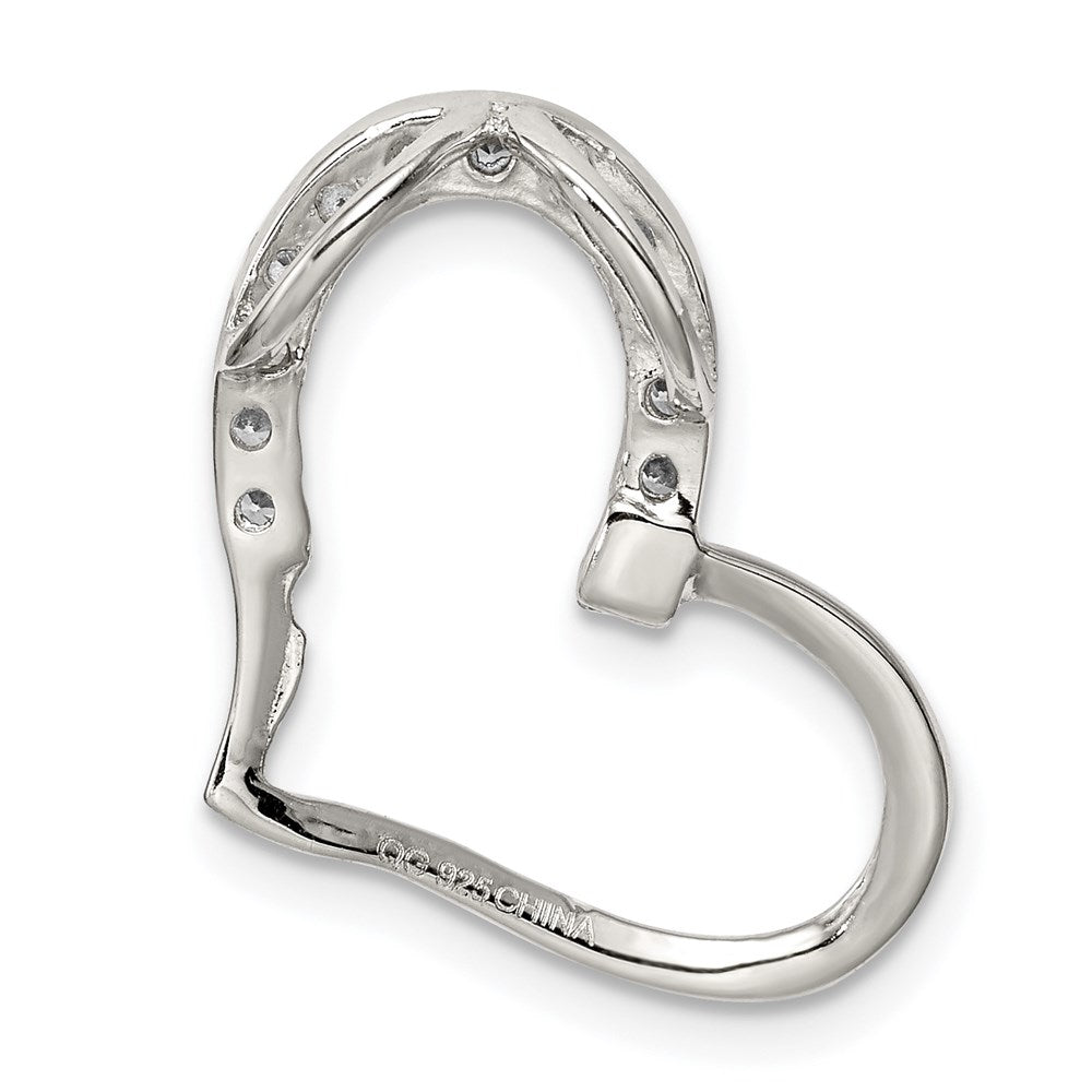 Sterling Silver Rhodium-Plated Cz Heart Pendant