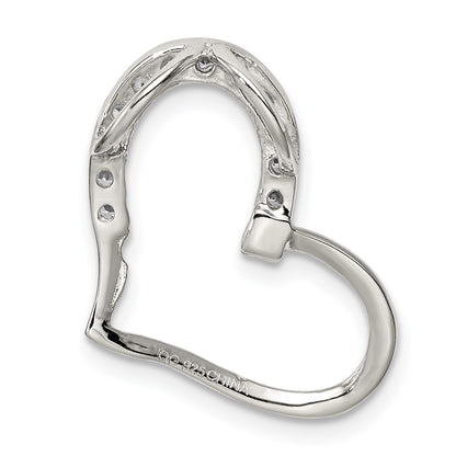 Sterling Silver Rhodium-Plated Cz Heart Pendant