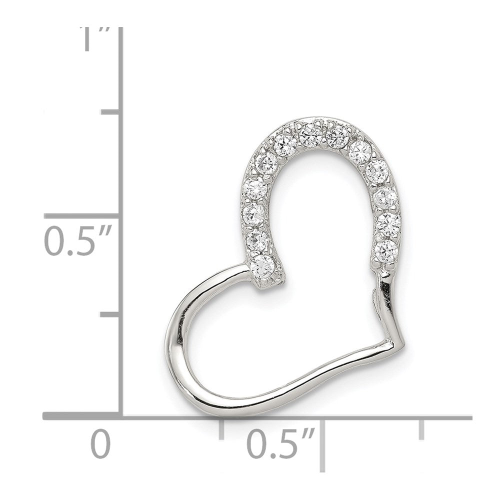 Sterling Silver Rhodium-Plated Cz Heart Pendant