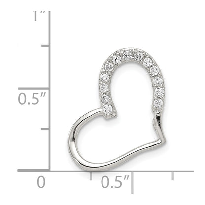 Sterling Silver Rhodium-Plated Cz Heart Pendant