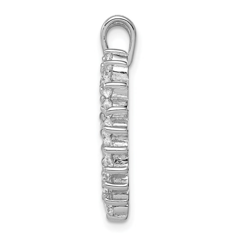 Sterling Silver Rhodium-Plated Cz Heart Pendant
