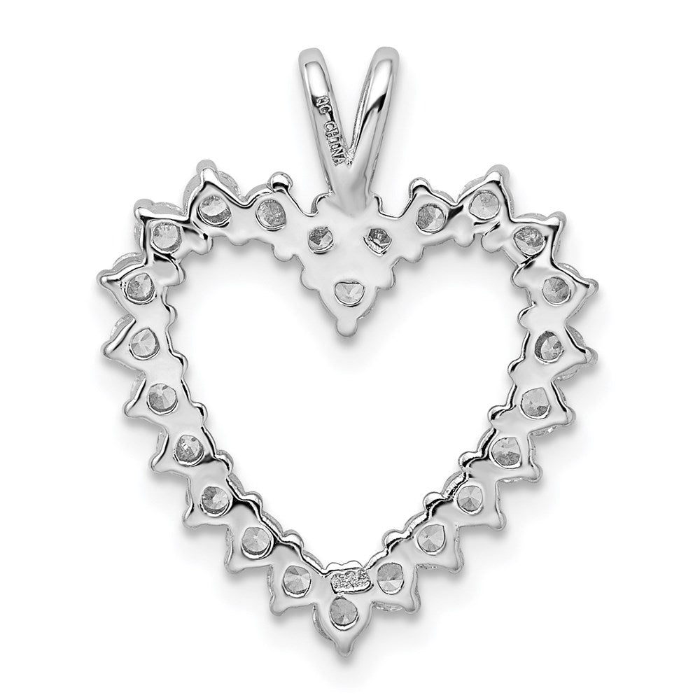 Sterling Silver Rhodium-Plated Cz Heart Pendant