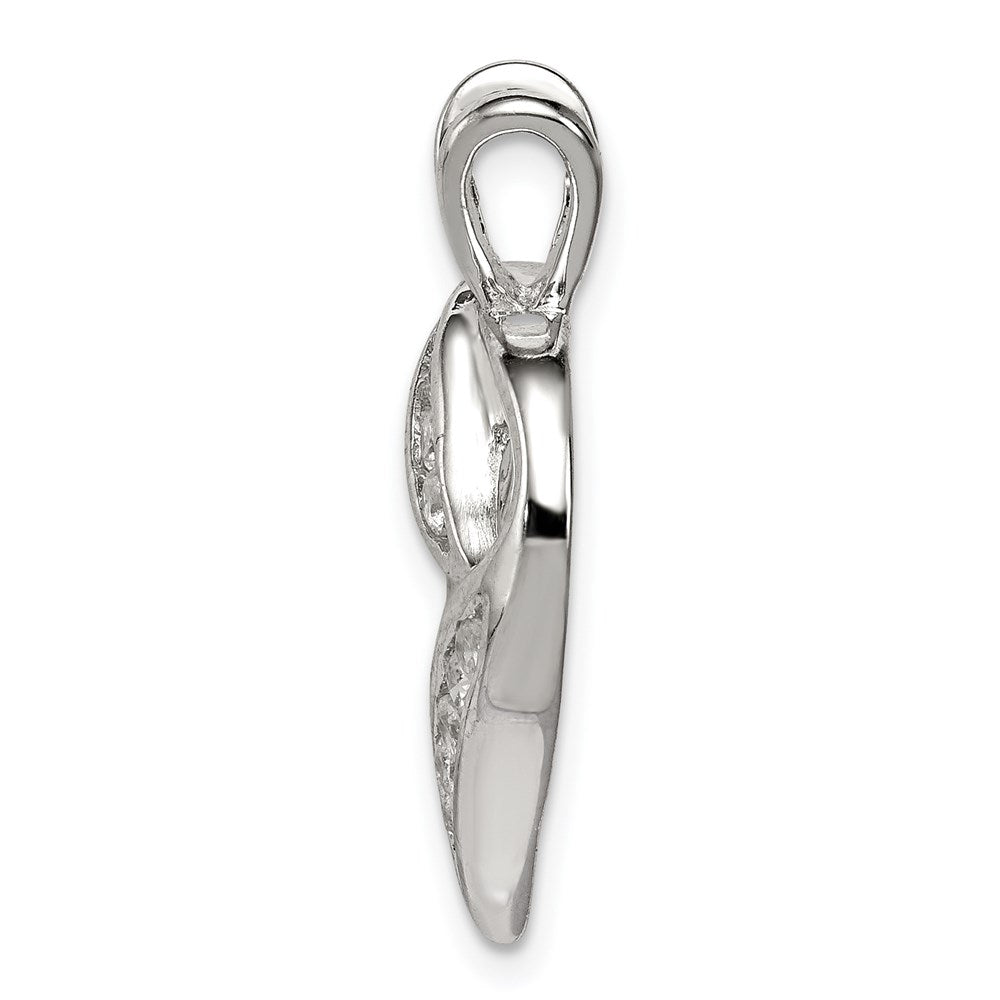 Sterling Silver Rhodium-Plated Cz Heart Pendant