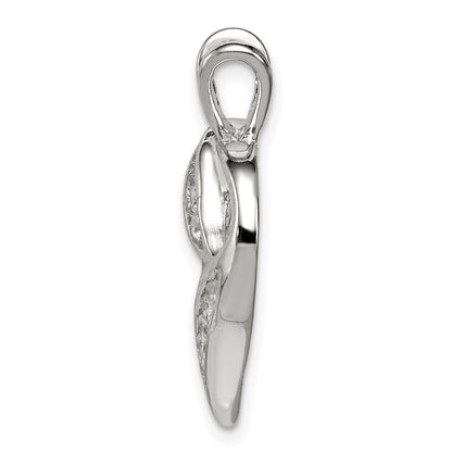 Sterling Silver Rhodium-Plated Cz Heart Pendant