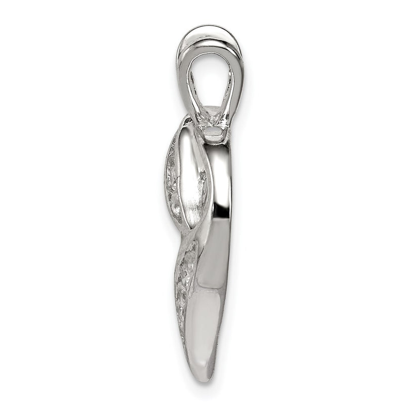 Sterling Silver Rhodium-Plated Cz Heart Pendant