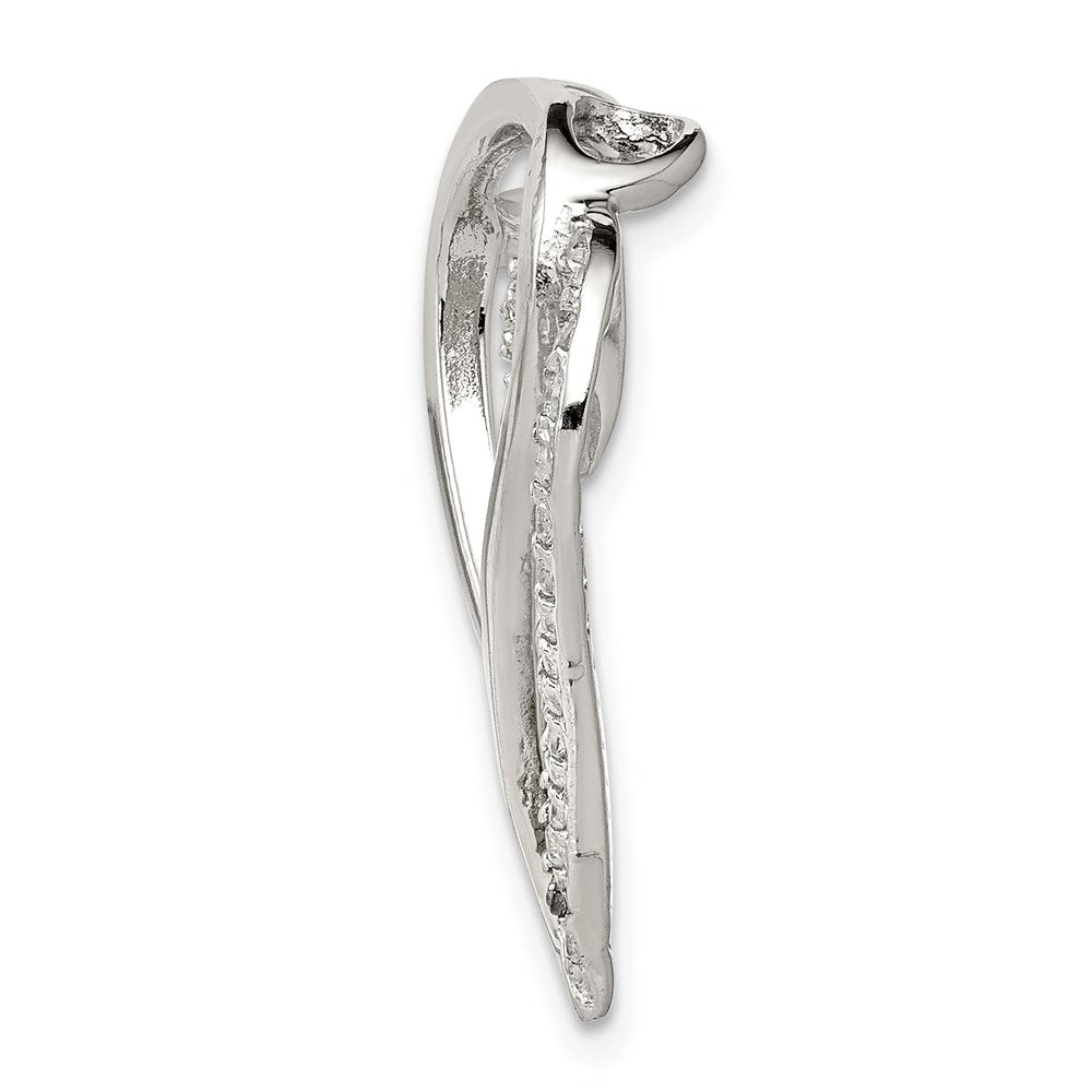 Sterling Silver Rhodium-Plated Cz Heart Pendant