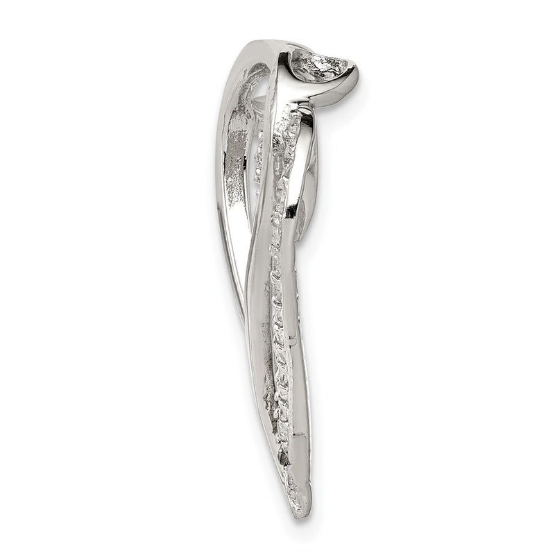 Sterling Silver Rhodium-Plated Cz Heart Pendant