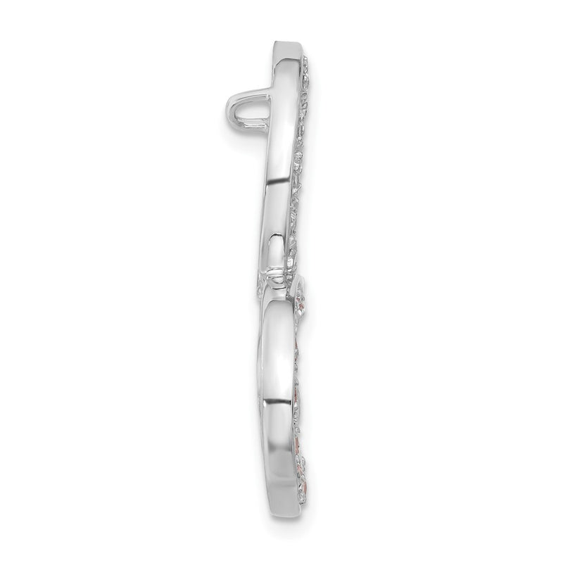 Sterling Silver Pink And Clear Cz Heart Chain Slide