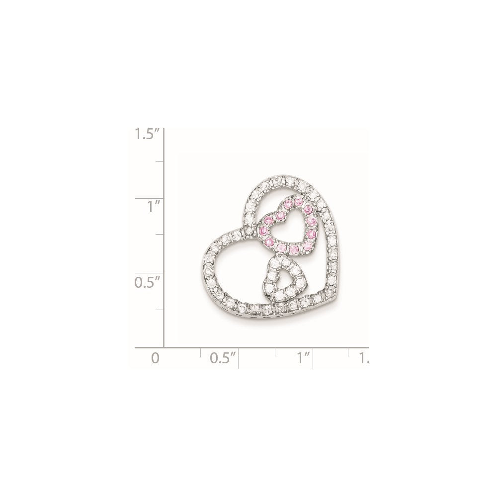 Sterling Silver Cz Heart Pendant