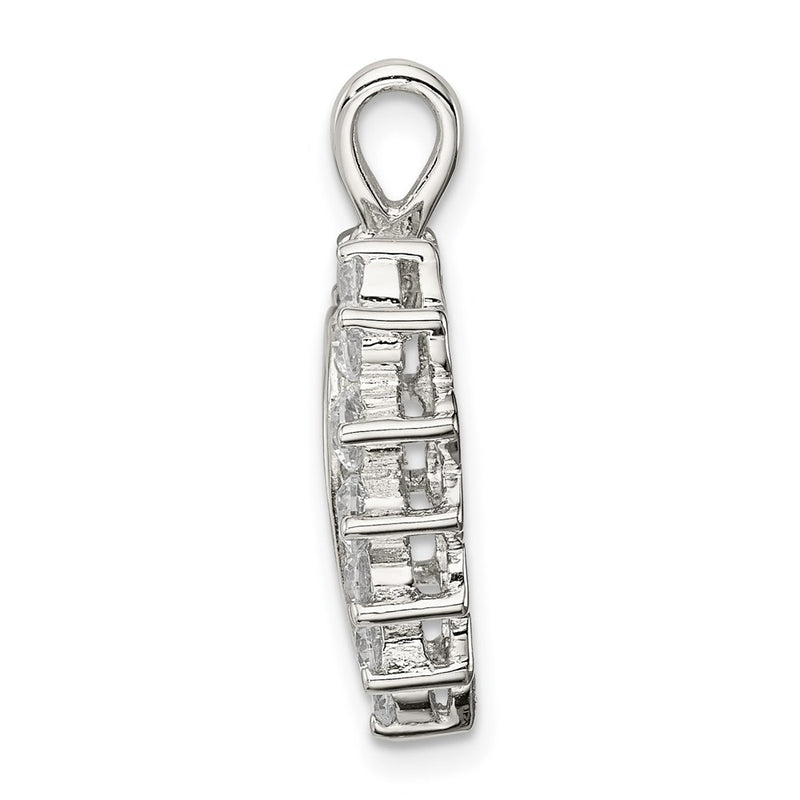 Sterling Silver Rhodium-Plated Cz Heart Pendant