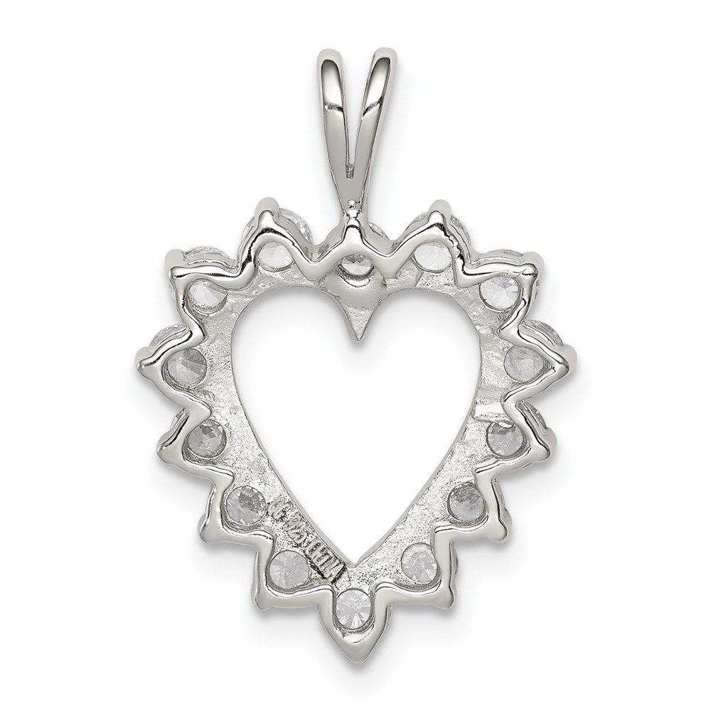 Sterling Silver Rhodium-Plated Cz Heart Pendant