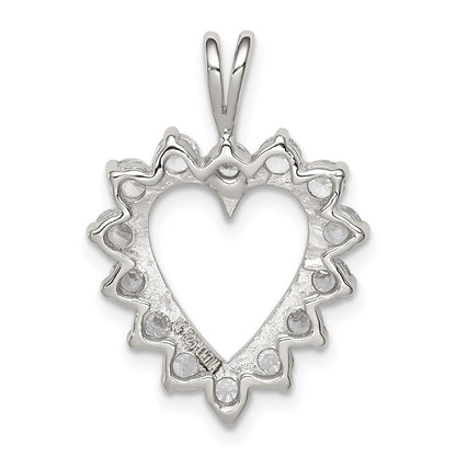 Sterling Silver Rhodium-Plated Cz Heart Pendant
