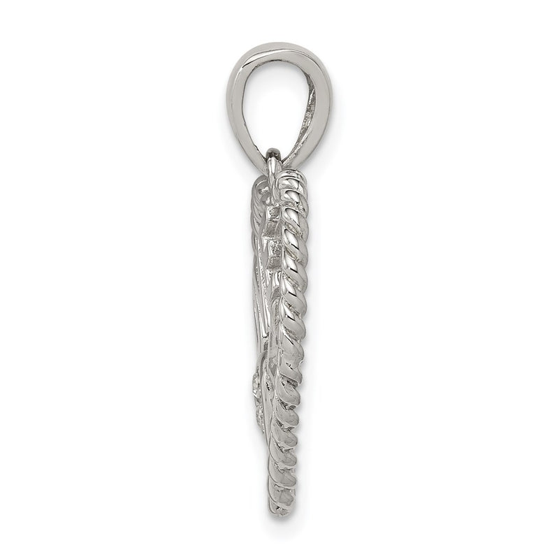 Sterling Silver Rhodium-Plated Cz Love Heart Pendant