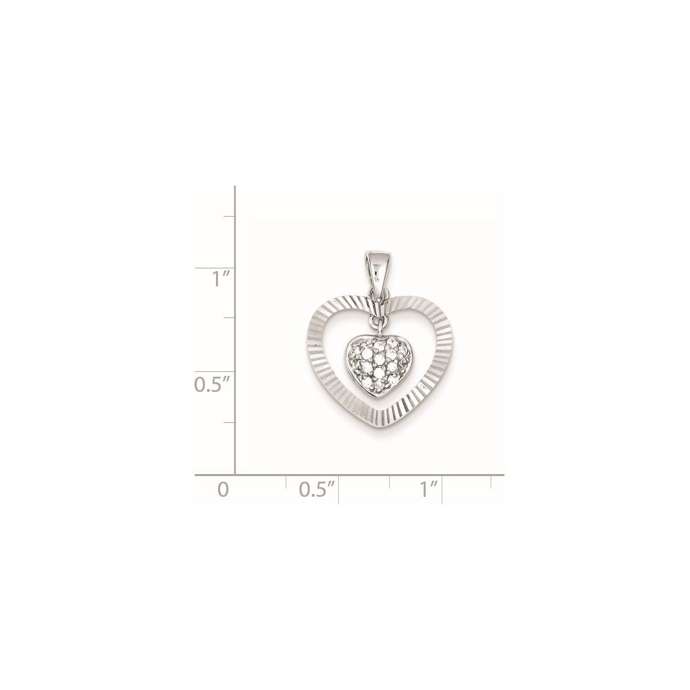 Sterling Silver Cz Heart Pendant