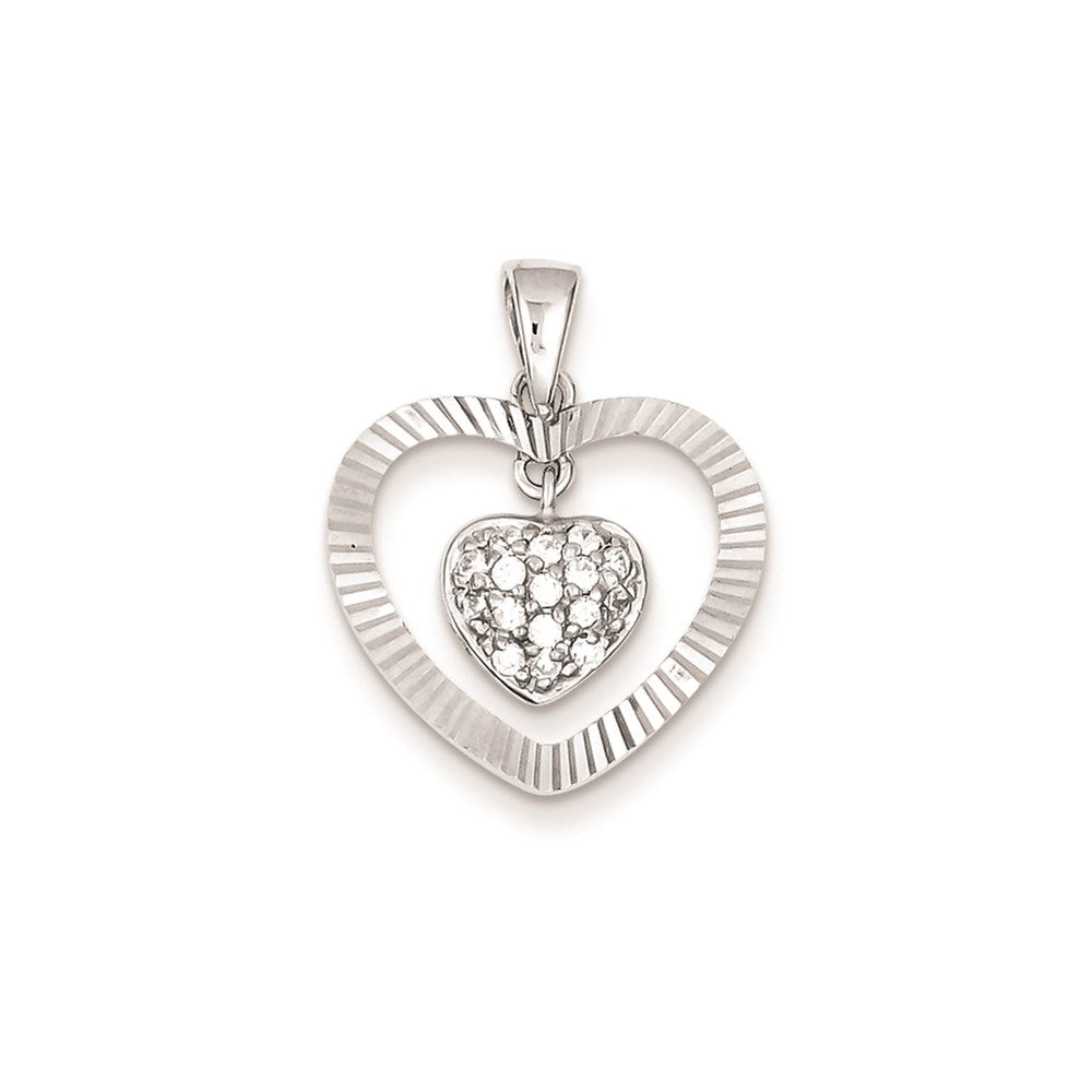 Sterling Silver Cz Heart Pendant